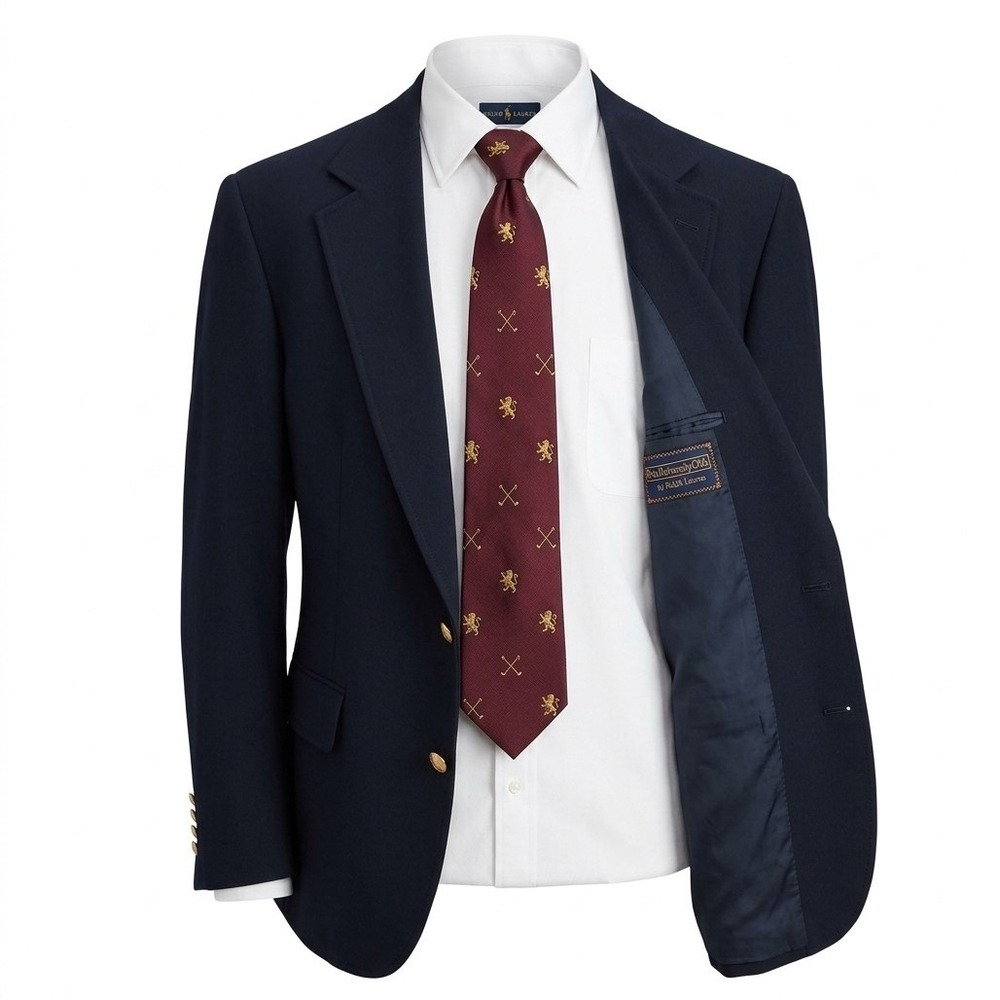 Vintage POLO University Club Gold Button Blazer Mens 46R Navy Ralph Lauren USA